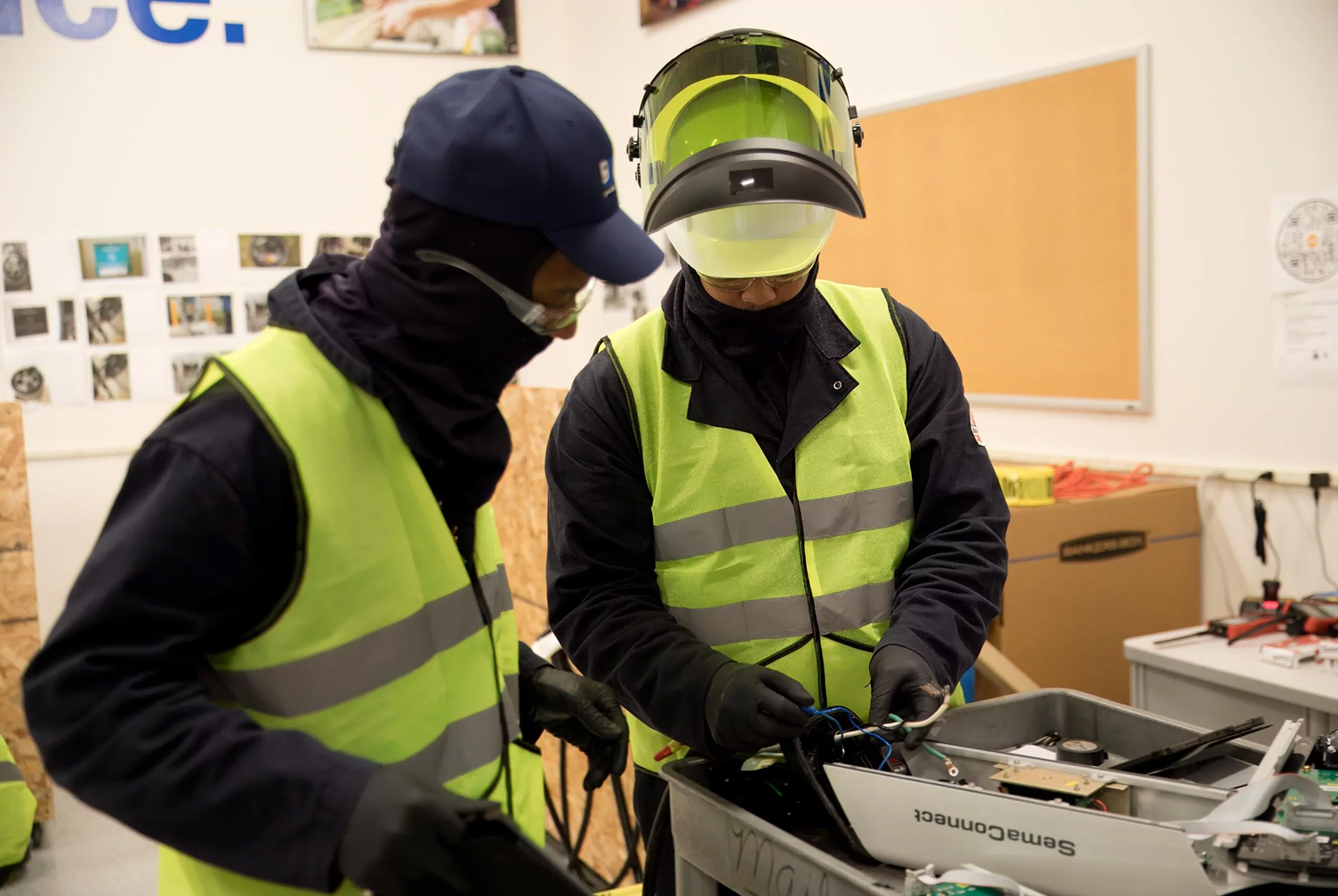 Employer and jobseeker at a clean energy manufacturing workplace